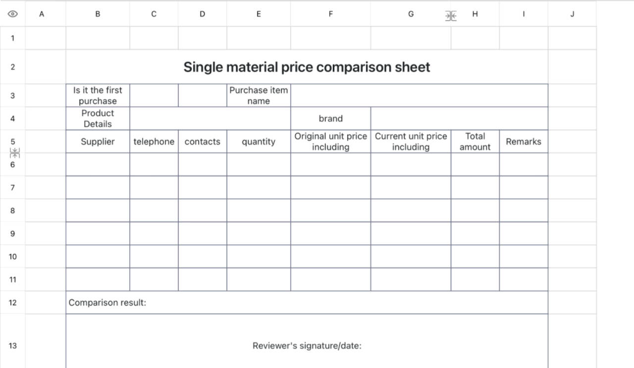 Single item comparison list 1